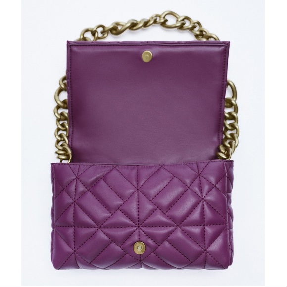 Zara Bags Zara Purple Quilted Chain Strap Shoulder Bag Poshmark